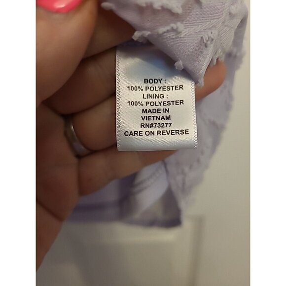 ELLE Purple Floral Lace Blouse Top Sleeveless V-Neck Lined Ruffled Medium Sheer - Picture 4 of 7